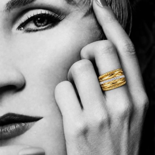 Ring in geel en wit goud gezet met diamant