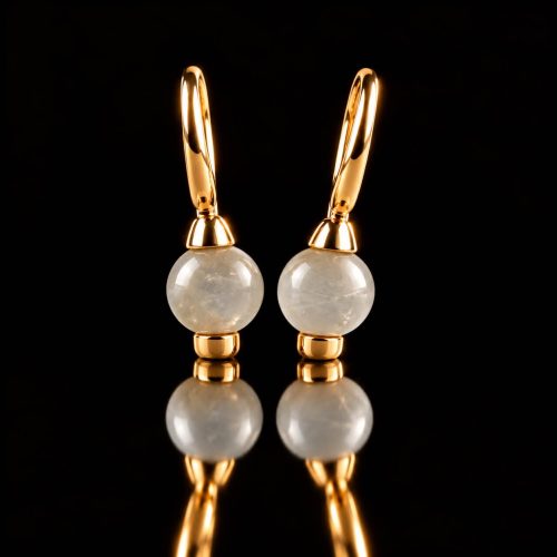 model Piccolo oorringen in zilver roze verguld cabochon grijs