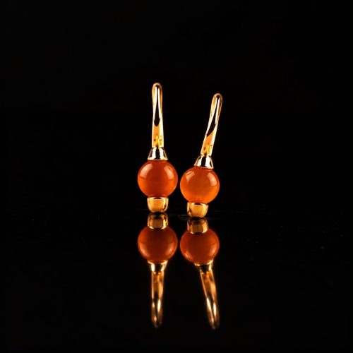 model Piccolo oorringen in zilver roze verguld cabochon oranje