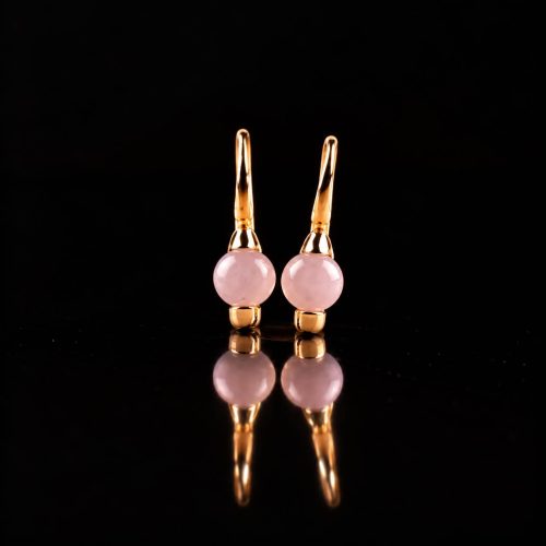 model Piccolo oorringen in zilver roze verguld cabochon melkroze