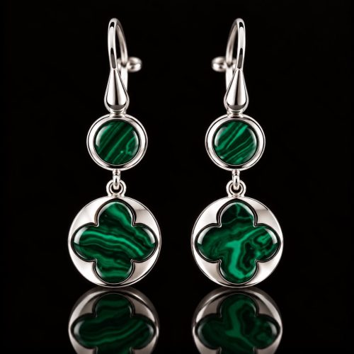 zilveren oorringen oorbellen Model Blossom met groene steen