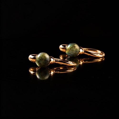 model Piccolo oorringen in zilver roze verguld cabochon groen