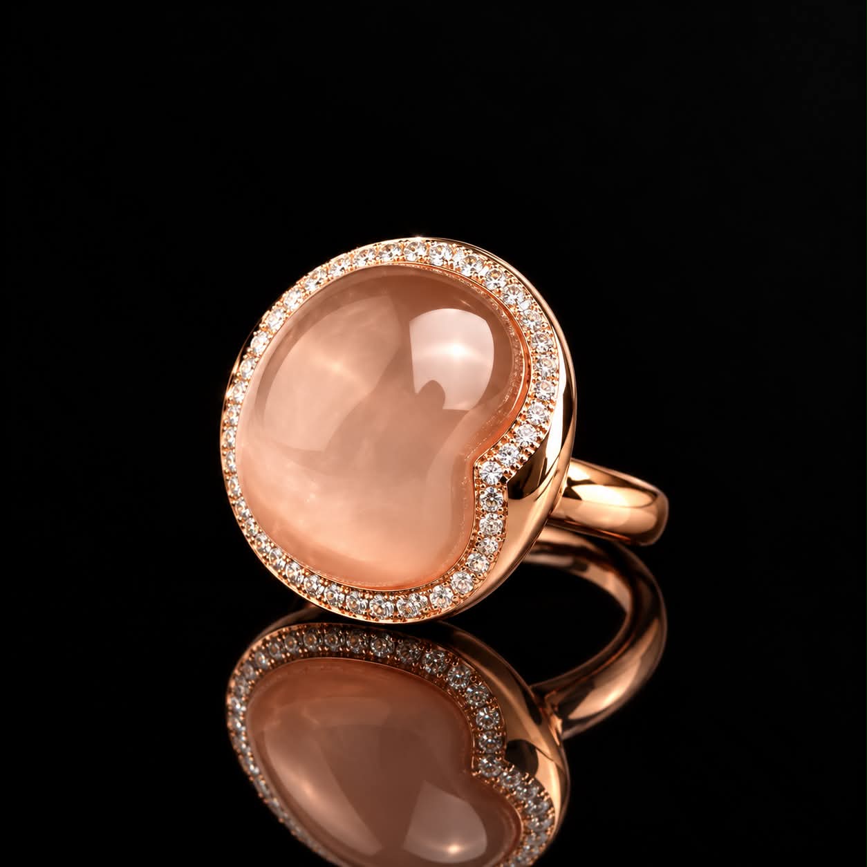 model Boule bruin zilveren ring roos goud verguld gezet met bruine steen en cubic zirconia