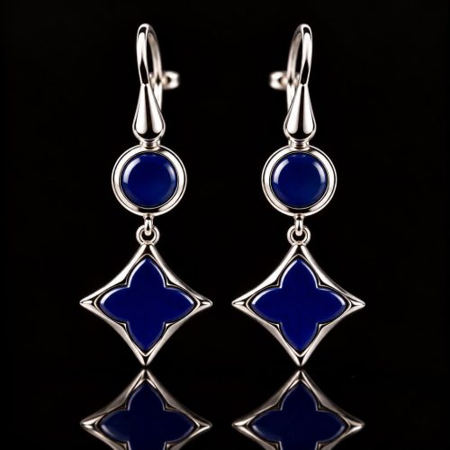 zilveren oorringen oorbellen Model Blooming Flowers met blauwe steen
