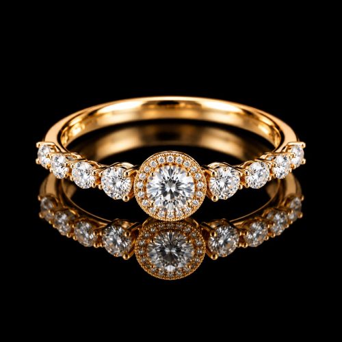 ring in roos goud gezet met diamant
