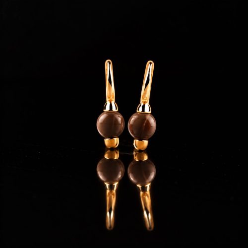 model Picccolo oorringen in zilver roze verguld cabochon bruin