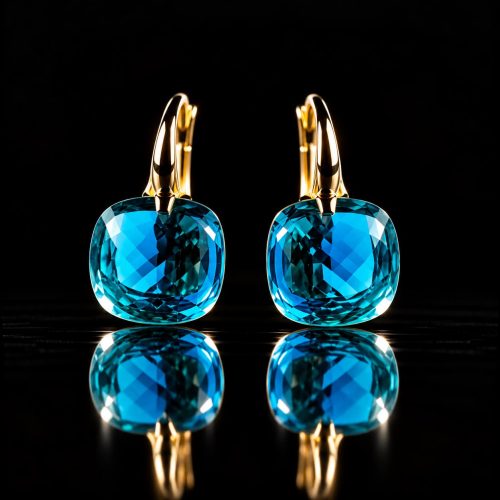 Zilveren oorringen oorbellen geelgoud verguld model pomellato met blauwe steen