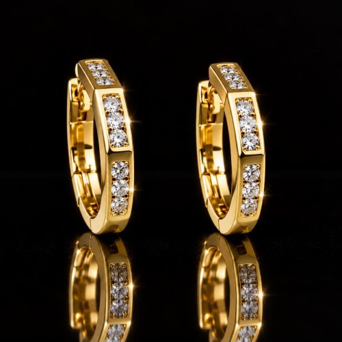 oorringen in geel goud gezet met diamant