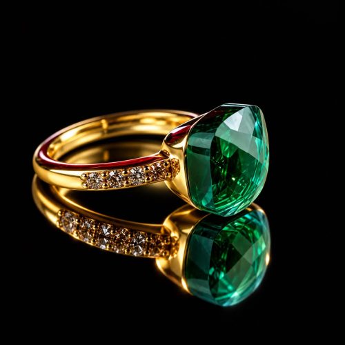 Ring in zilver geelgoud verguld model Pomellato met groene steen en cubic zirconia