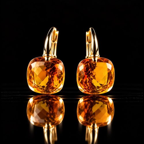 Zilveren oorringen oorbellen geelgoud verguld model pomellato met bruin gele steen