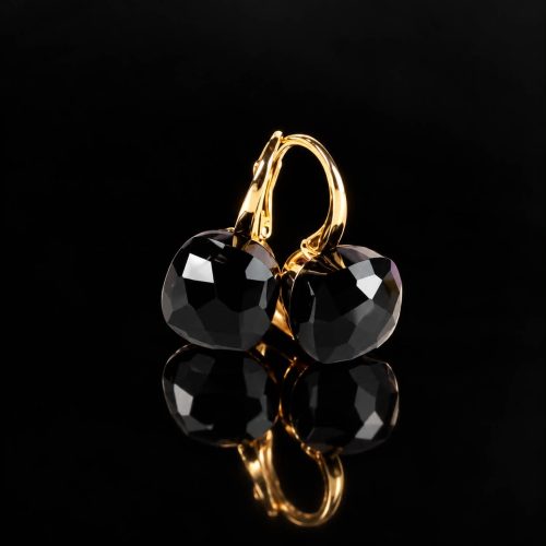 Oorringen oorbellen in roos goud gezet met onyx