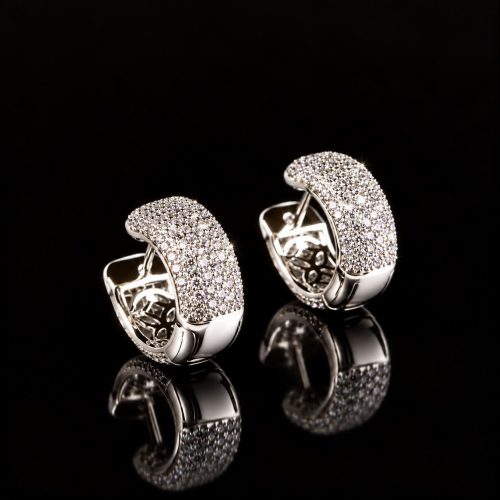 -Zilveren oorringen oorbellen creolen gezet met cubic zirconia