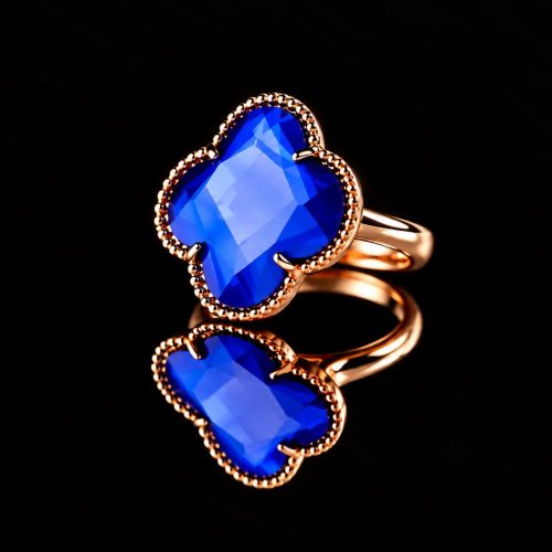 model Fiori ring in zilver roze verguld kobaltblauw