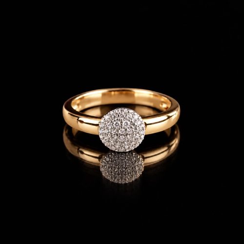 ring in roos goud en wit goud gezet met diamant