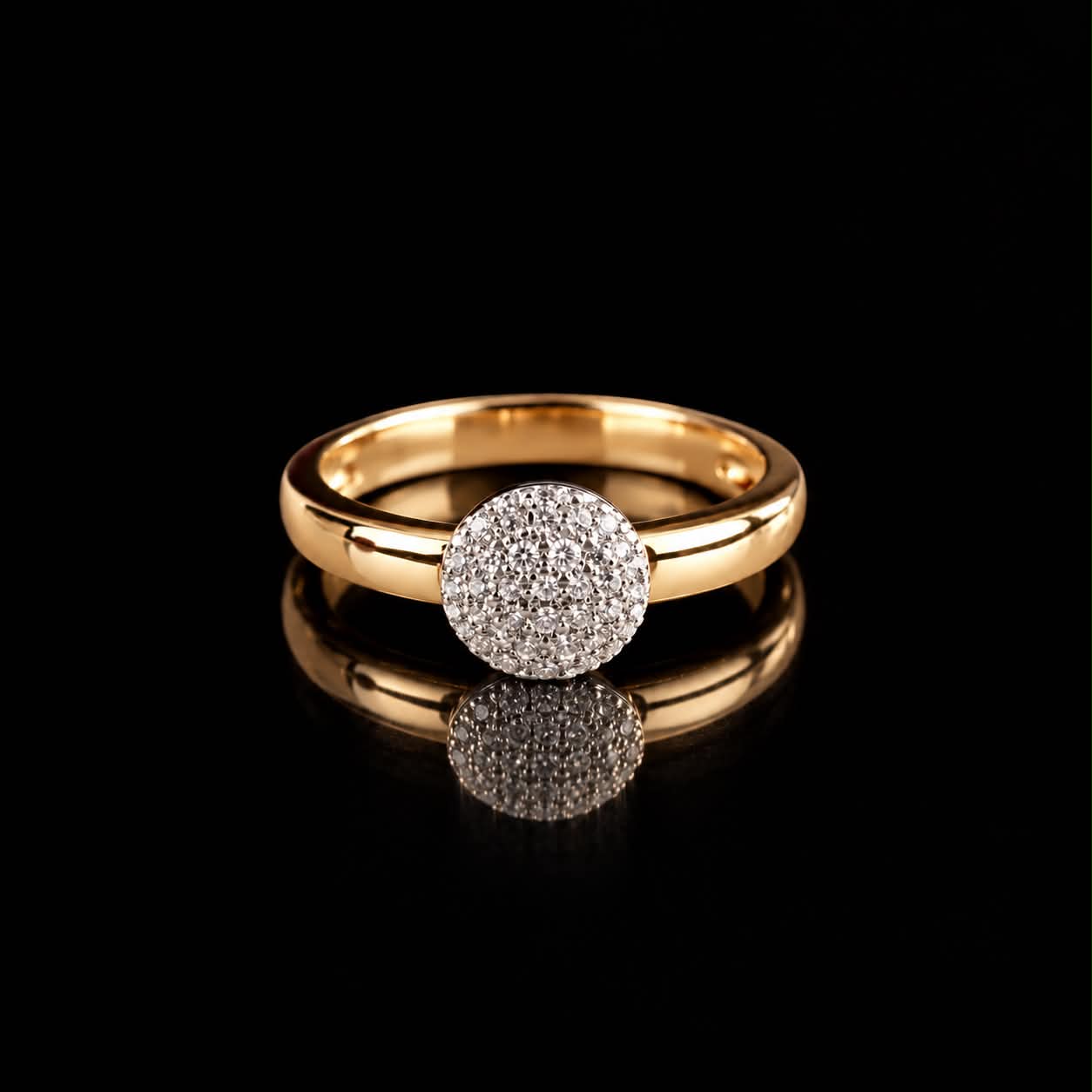 ring in roos goud en wit goud gezet met diamant