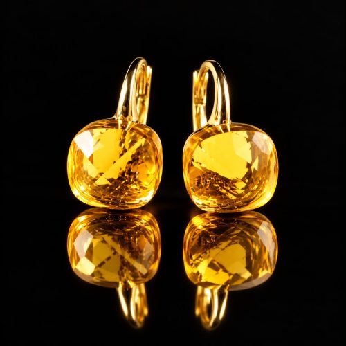 Oorringen Oorbellen in zilver geelgoud verguld model pomellato gele steen