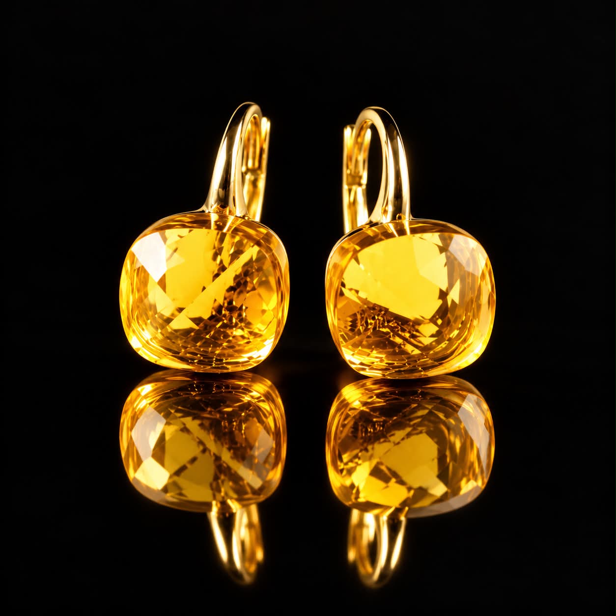 Oorringen Oorbellen in zilver geelgoud verguld model pomellato gele steen