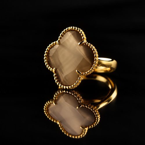 model Fiori ring zilver verguld bruin