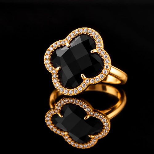 model Fiori gezet ring zilver verguld zwart