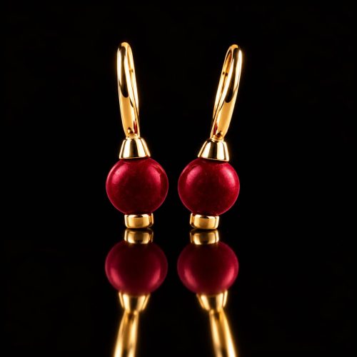 model Piccolo oorringen in zilver roze verguld cabochon koraalrood
