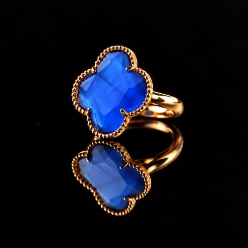 model Fiori ring in zilver roze verguld kobaltblauw