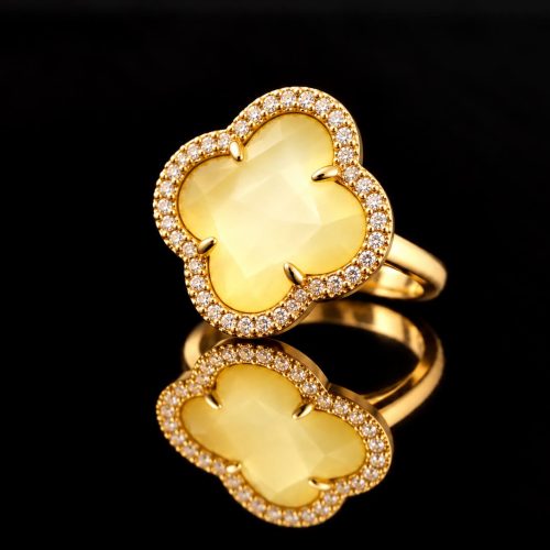 model Fiori gezet ring zilver verguld parelmoer