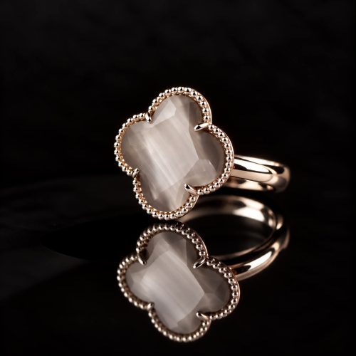 model Fiori ring zilver grijze klaver