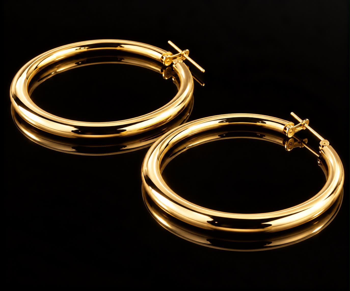 Grote oorringen oorbellen in geel goud