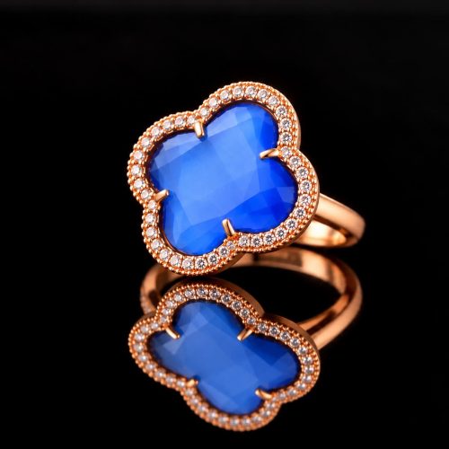 model Fiori gezet ring in zilver roze verguld kobaltblauw