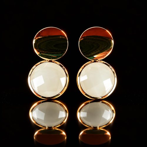 Oorringen Model 1 Round goudkleurig met witte steen