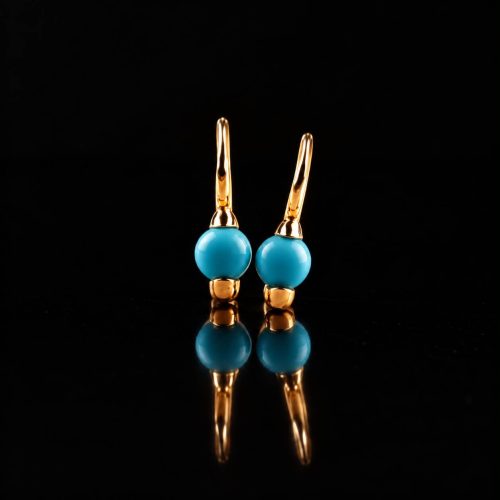 model Piccolo oorringen in zilver roze verguld cabochon turkoois