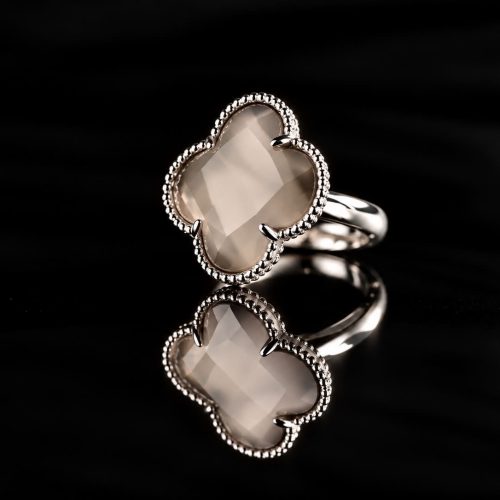 ring in zilver gerodieerd model fiori grijs