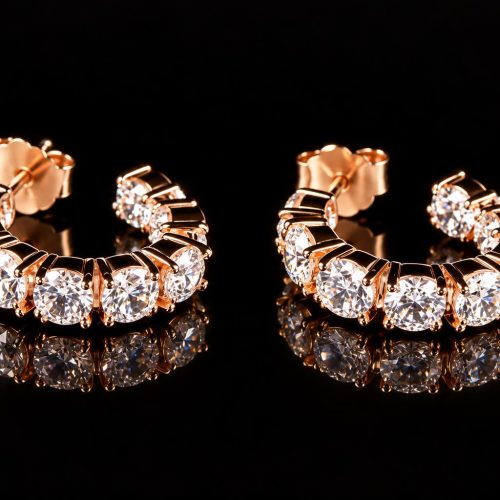 Oorringen oorbellen creolen in zilver roos goud verguld gezet met witte stenen
