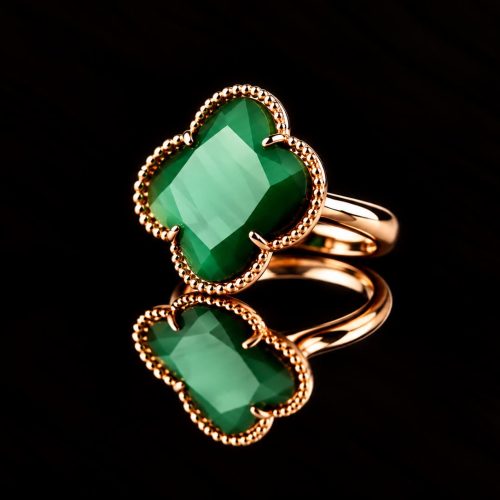 model Fiori ring in zilver roze verguld donkergroen