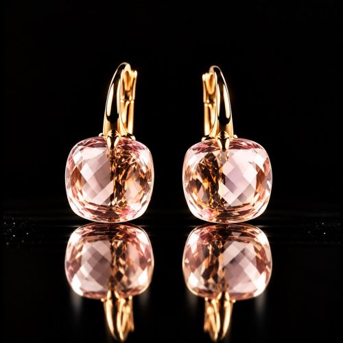 Zilveren oorringen oorbellen geelgoud verguld model pomellato met roze steen