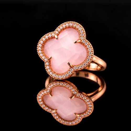 model Fiori gezet ring in zilver roze verguld bruin