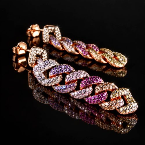 oorringen oorbellen in zilver roze goud verguld Model Gourmette multicolor