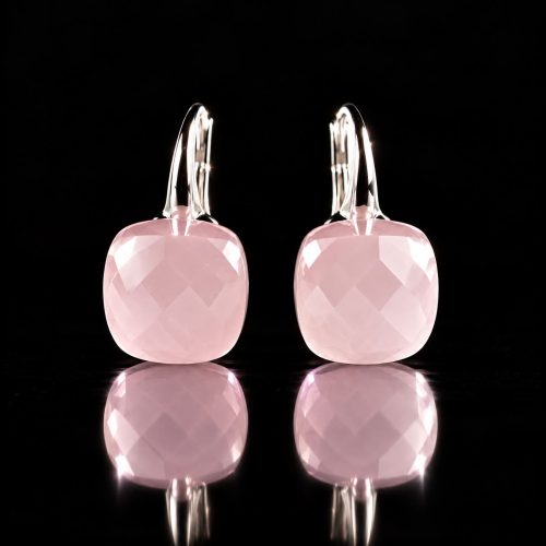 Zilveren oorringen oorbellen model pomellato roze steen