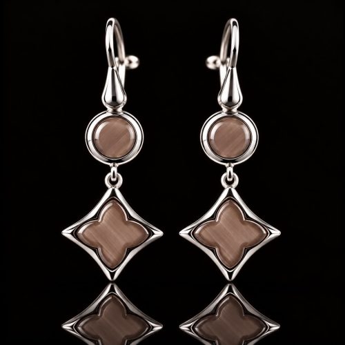 zilveren oorringen oorbellen Model Blooming Flowers met roze steen