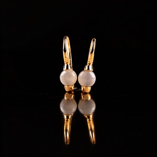 model Piccolo oorringen in zilver roze verguld cabochon grijs