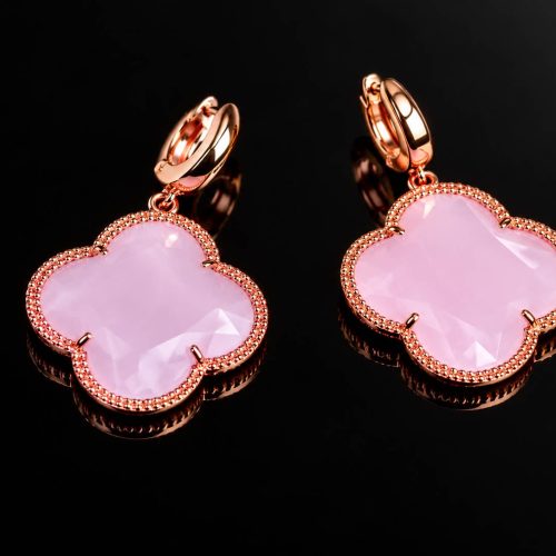 model Fiori groot roos oorringen in zilver roos verguld roos