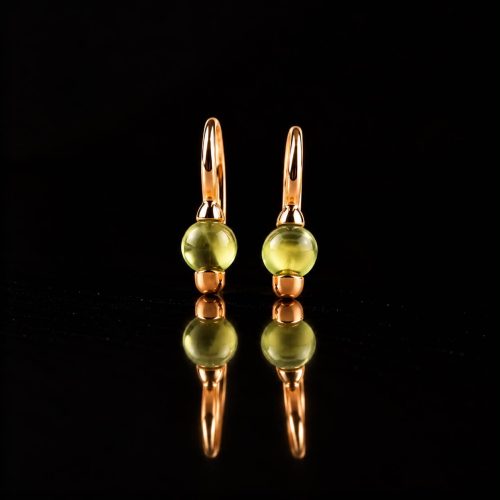 model Piccolo oorringen in zilver roze verguld model cabochon kaki