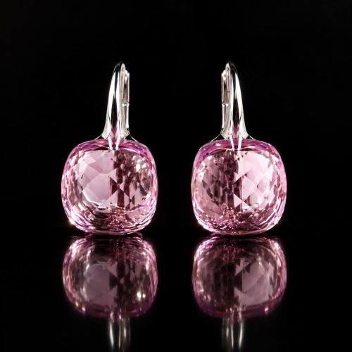 Zilveren oorringen oorbellen model pomellato roze steen