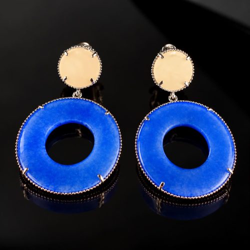 Zilveren oorbellen oorringen Model Modern Mix met roze en blauwe stenen