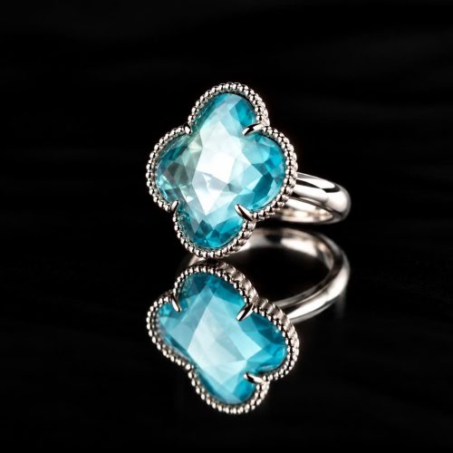 model Fiori ring in zilver topaasblauw