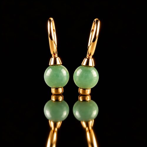 model Piccolo oorringen in zilver roze verguld cabochon groen