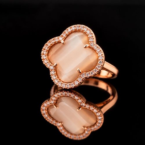 model Fiori gezet ring in zilver roze verguld bruin