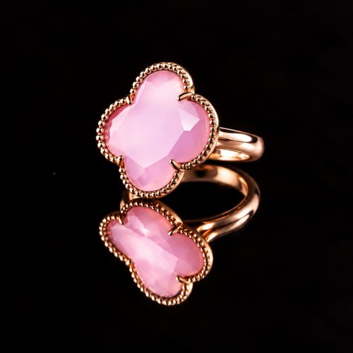 model Fiori ring in zilver roze verguld roos