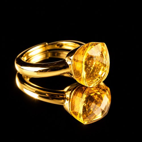 Zilveren ring geelgoud verguld model pomellato gele steen