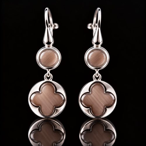zilveren oorringen oorbellen Model Blossom met roze steen